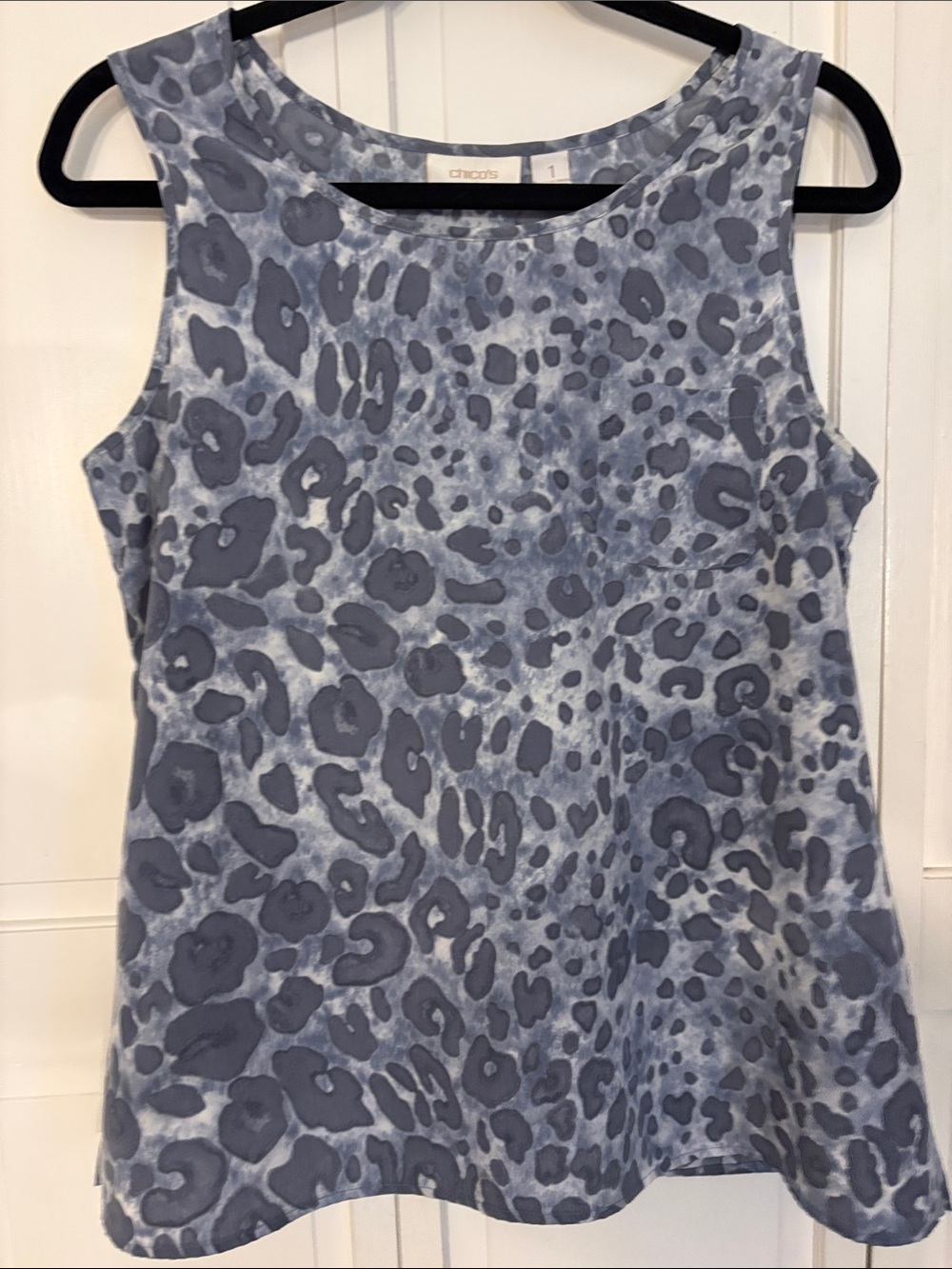 Chico's Gray-Blue Leopard Print Sleeveless Tank